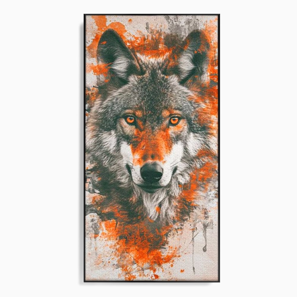 Tablou Canvas Premium, LuxCanva® M1469, Focul Interior, Lup, Portret, Animal, Salbatic, Privire, Ochi, Foc, Spirit, Intens, Pictura, Abstract, Birou, Living, Camera Copil