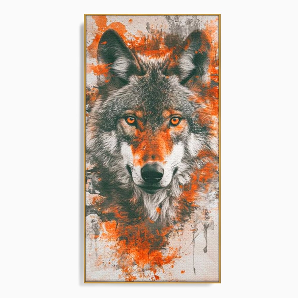 Tablou Canvas Premium, LuxCanva® M1469, Focul Interior, Lup, Portret, Animal, Salbatic, Privire, Ochi, Foc, Spirit, Intens, Pictura, Abstract, Birou, Living, Camera Copil