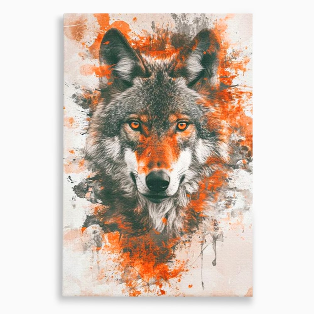 Tablou Canvas Premium, LuxCanva® M1469, Focul Interior, Lup, Portret, Animal, Salbatic, Privire, Ochi, Foc, Spirit, Intens, Pictura, Abstract, Birou, Living, Camera Copil