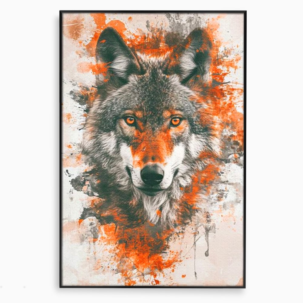 Tablou Canvas Premium, LuxCanva® M1469, Focul Interior, Lup, Portret, Animal, Salbatic, Privire, Ochi, Foc, Spirit, Intens, Pictura, Abstract, Birou, Living, Camera Copil