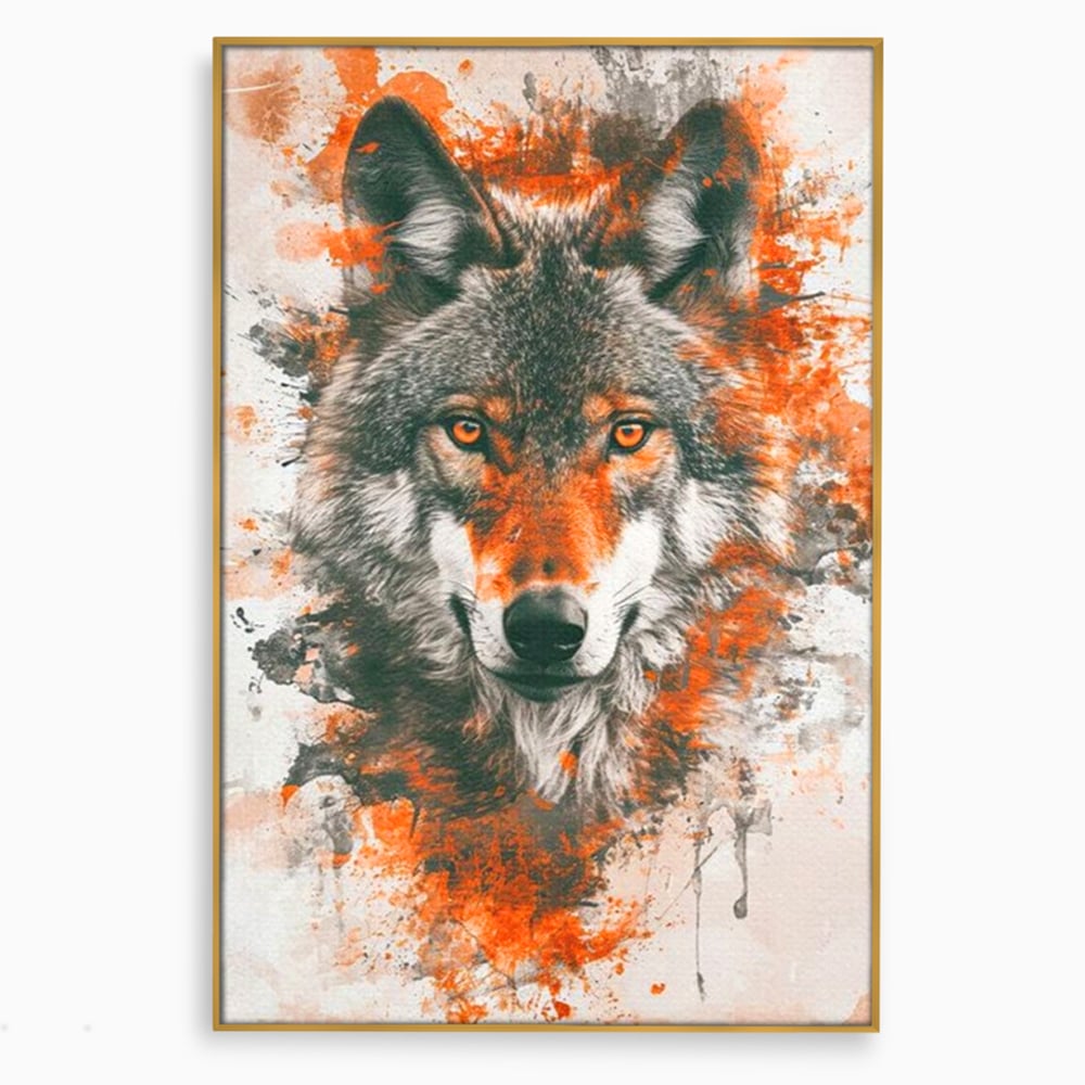 Tablou Canvas Premium, LuxCanva® M1469, Focul Interior, Lup, Portret, Animal, Salbatic, Privire, Ochi, Foc, Spirit, Intens, Pictura, Abstract, Birou, Living, Camera Copil