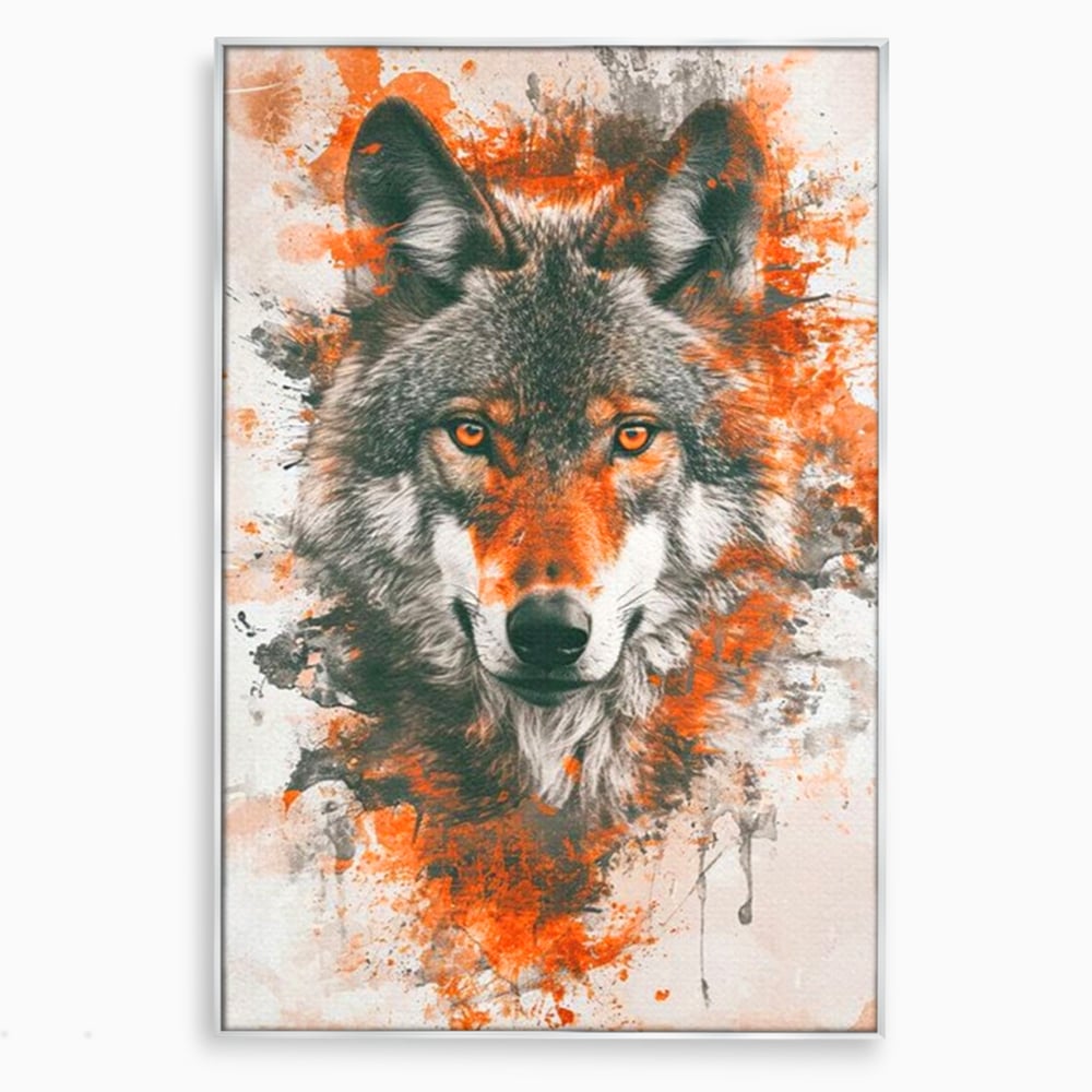 Tablou Canvas Premium, LuxCanva® M1469, Focul Interior, Lup, Portret, Animal, Salbatic, Privire, Ochi, Foc, Spirit, Intens, Pictura, Abstract, Birou, Living, Camera Copil