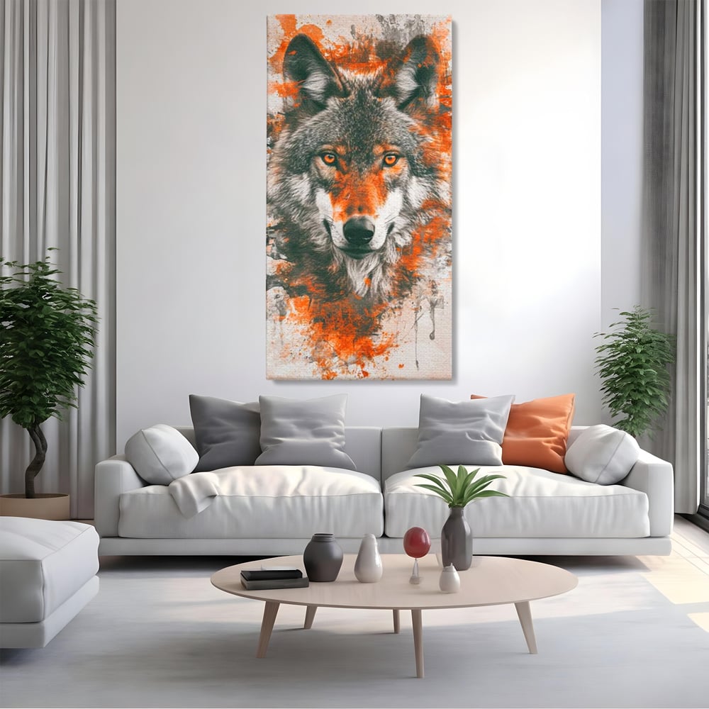 Tablou Canvas Premium, LuxCanva® M1469, Focul Interior, Lup, Portret, Animal, Salbatic, Privire, Ochi, Foc, Spirit, Intens, Pictura, Abstract, Birou, Living, Camera Copil
