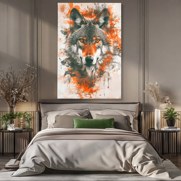 Tablou Canvas Premium, LuxCanva® M1469, Focul Interior, Lup, Portret, Animal, Salbatic, Privire, Ochi, Foc, Spirit, Intens, Pictura, Abstract, Birou, Living, Camera Copil
