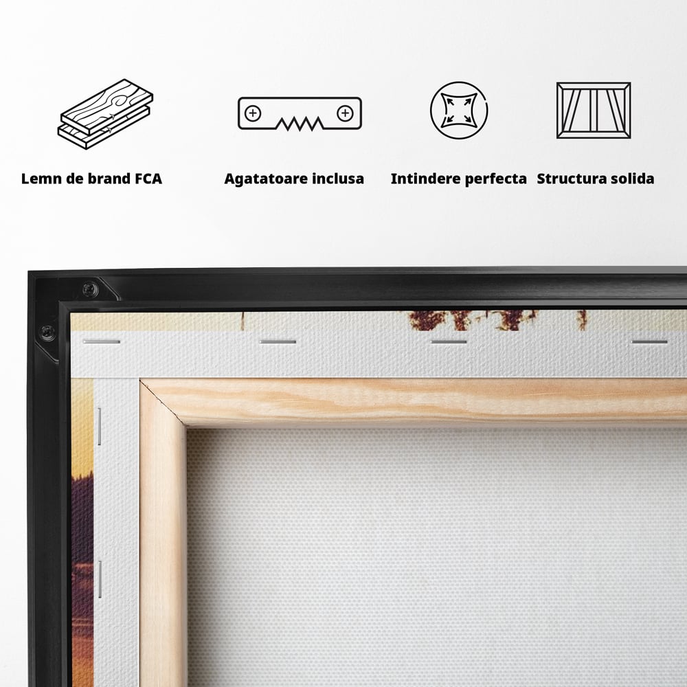 Tablou Canvas Premium, LuxCanva® M1470, Spiritul Padurii, Ochi, Privire, Gardian, Padure, Lac, Apus, Reflexie, Codru, Mister, Natura, Birou, Living, Camera Copil