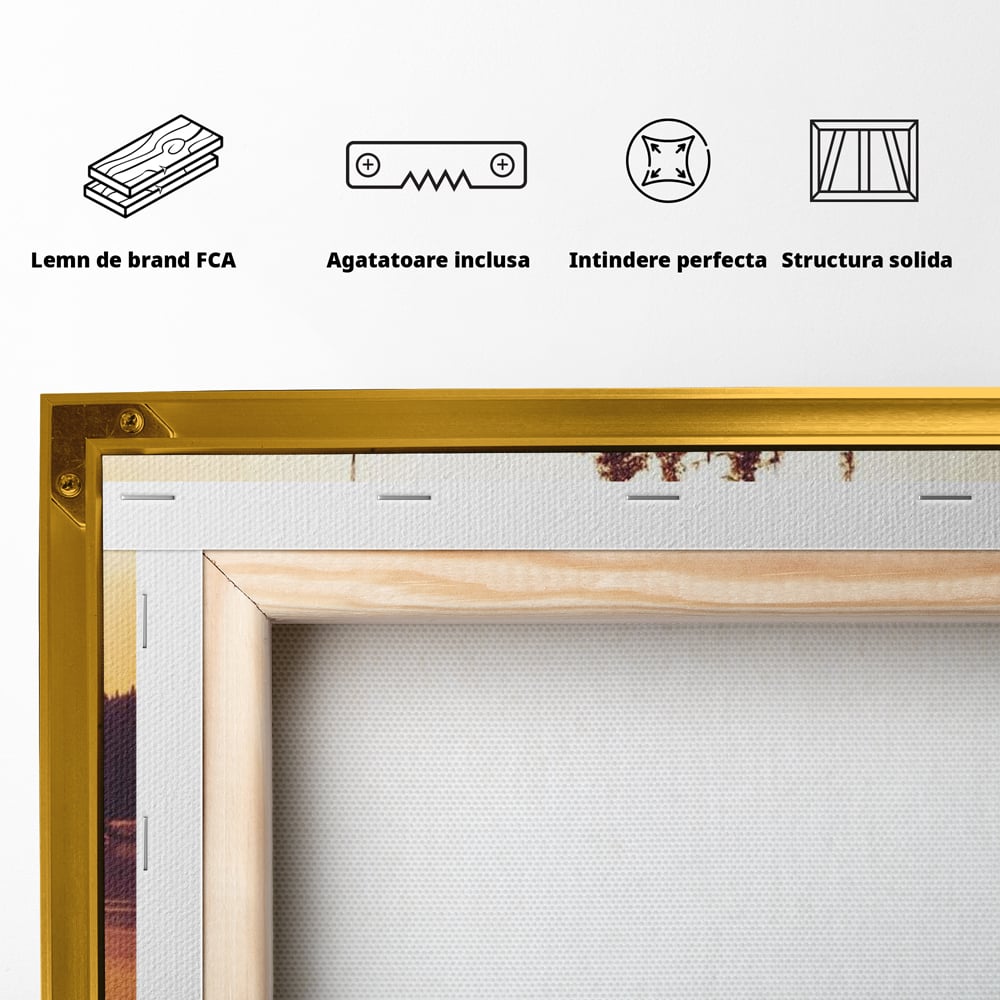 Tablou Canvas Premium, LuxCanva® M1470, Spiritul Padurii, Ochi, Privire, Gardian, Padure, Lac, Apus, Reflexie, Codru, Mister, Natura, Birou, Living, Camera Copil