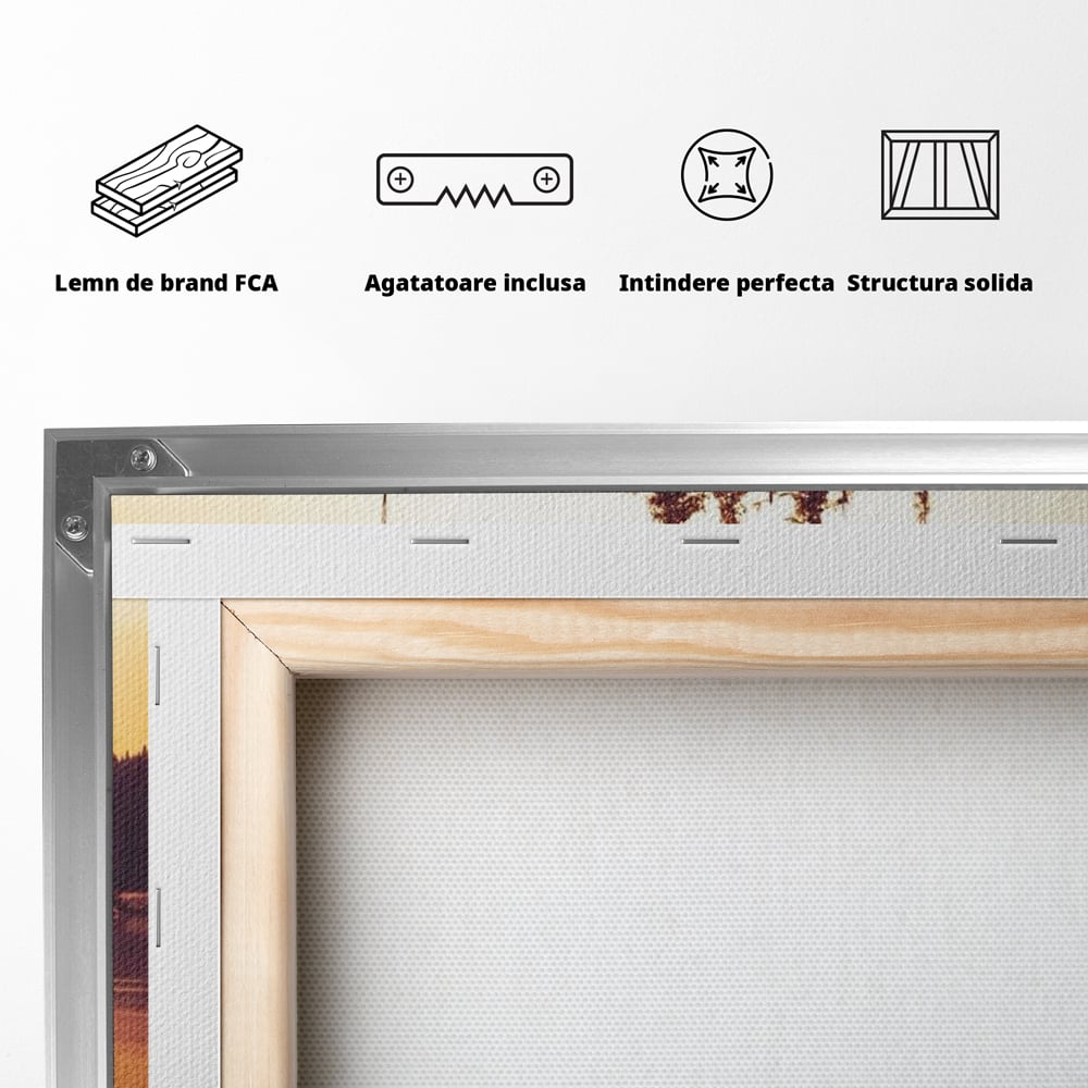 Tablou Canvas Premium, LuxCanva® M1470, Spiritul Padurii, Ochi, Privire, Gardian, Padure, Lac, Apus, Reflexie, Codru, Mister, Natura, Birou, Living, Camera Copil