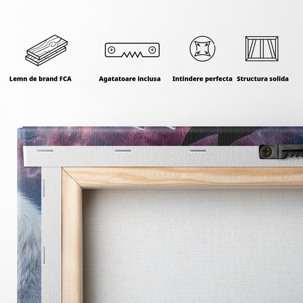 Leinwandbilder Premium, LuxCanva® M1471, Für immer zusammen, Paar, Liebe, Schicksal, Wölfe, Schwarz und Weiß, Nacht, Dämmerung, Schnee, Schnee, Schnee, Geschichte, Straße, Büro, Wohnen, Kinderzimmer