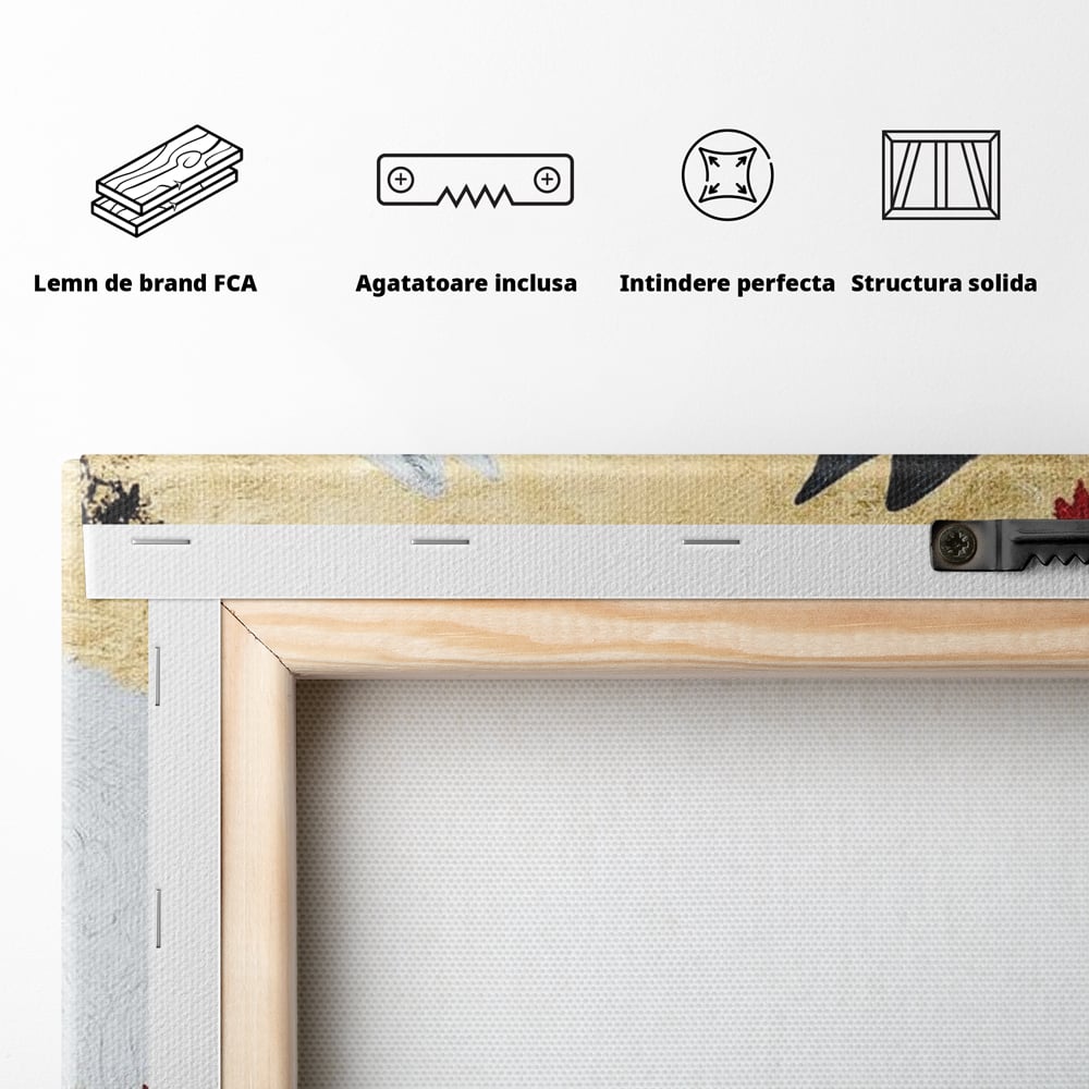 Leinwand Premium Canvas Wandkunst, LuxCanva® M1473, Unter Ahornblättern, Abstrakt, Symmetrie, Spiegel, Wölfe, Paar, Blätter, Golden, Link, Ahorn, Symbolisch, Büro, Wohnen, Kinderzimmer