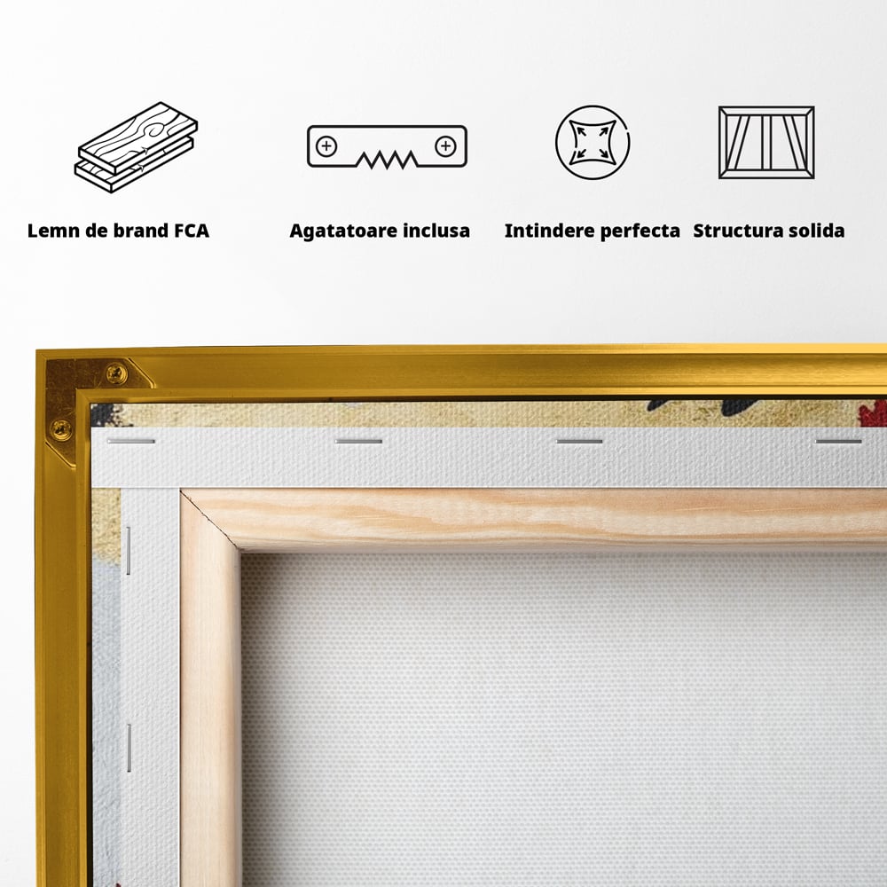 Leinwand Premium Canvas Wandkunst, LuxCanva® M1473, Unter Ahornblättern, Abstrakt, Symmetrie, Spiegel, Wölfe, Paar, Blätter, Golden, Link, Ahorn, Symbolisch, Büro, Wohnen, Kinderzimmer
