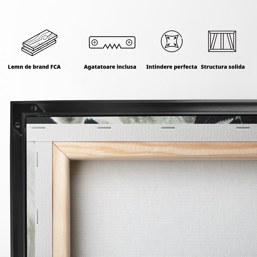Tablou Canvas Premium, LuxCanva® M1476, Uniune sub Luna, Luna Plina, Stele, Noapte, Lupi, Pereche, Legatura, Impreuna, Destin, Contrast, Dualitate, Birou, Living, Camera Copil