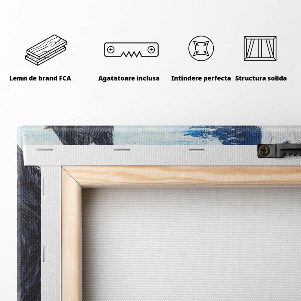 Tablou Canvas Premium, LuxCanva® M1477, O Inima de Aur, Lupi, Animale, Salbaticie, Arctic, Iubire, Uniune, Auriu, Pereche, Alb si Negru, Birou, Living, Camera Copil