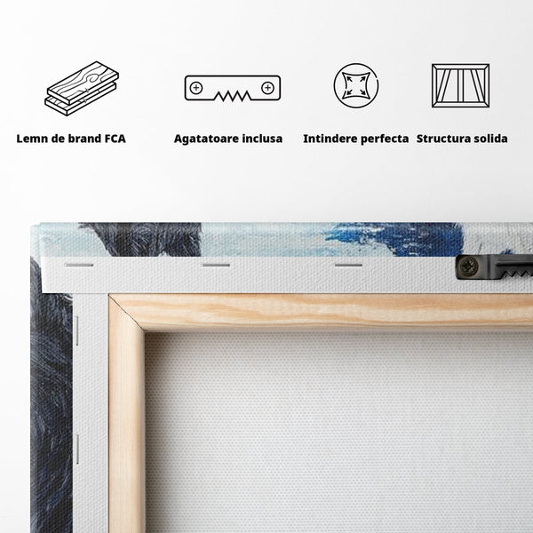 Tablou Canvas Premium, LuxCanva® M1477, O Inima de Aur, Lupi, Animale, Salbaticie, Arctic, Iubire, Uniune, Auriu, Pereche, Alb si Negru, Birou, Living, Camera Copil