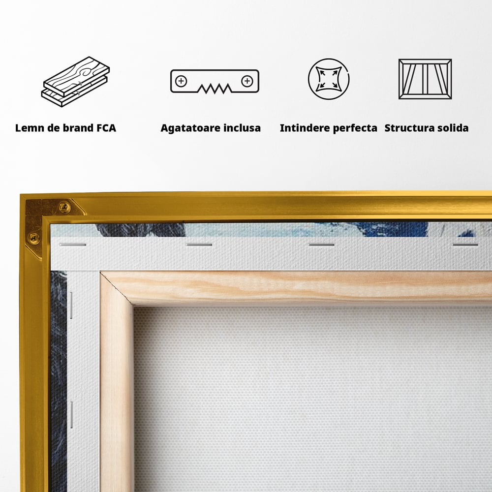 Tablou Canvas Premium, LuxCanva® M1477, O Inima de Aur, Lupi, Animale, Salbaticie, Arctic, Iubire, Uniune, Auriu, Pereche, Alb si Negru, Birou, Living, Camera Copil
