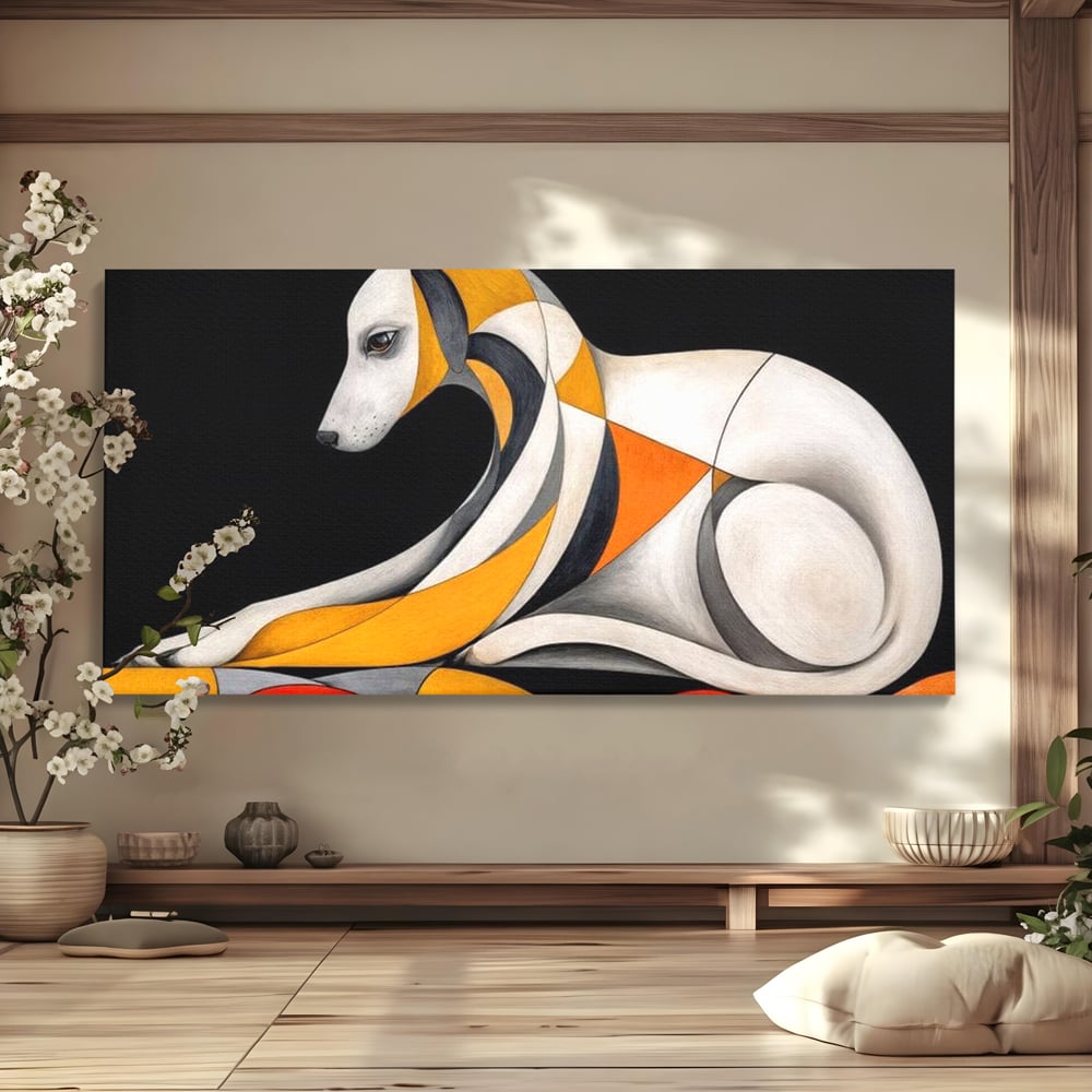 Tablou Canvas Premium, LuxCanva® M1478, Forma si Suflet, Caine, Patruped, Arta Moderna, Abstract, Forme, Calm, Relaxare, Dormitor, Birou, Living, Camera Copil