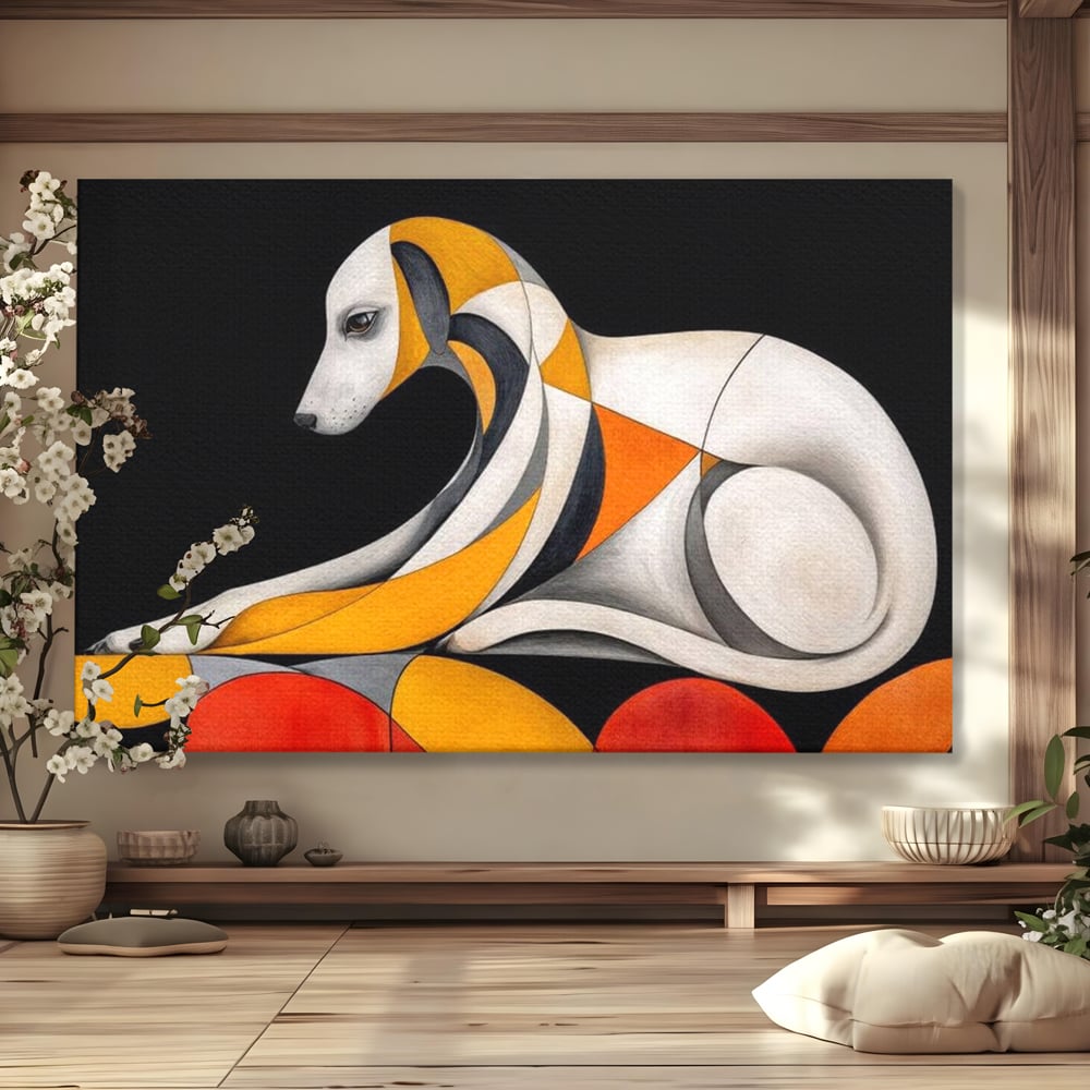 Tablou Canvas Premium, LuxCanva® M1478, Forma si Suflet, Caine, Patruped, Arta Moderna, Abstract, Forme, Calm, Relaxare, Dormitor, Birou, Living, Camera Copil