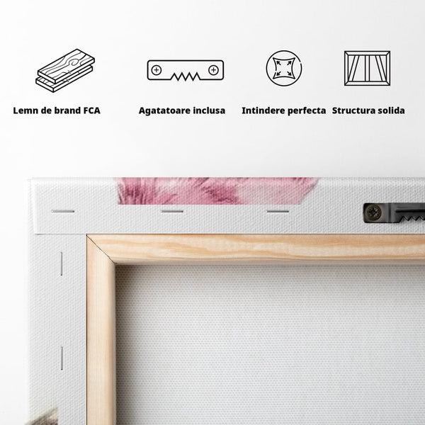 Tablou Canvas Premium, LuxCanva® M1479, Zborul Sperantei, Pasare, Roz, Delicat, Pastelat, Gingasie, Primavara, Dormitor, Birou, Living, Camera Copil