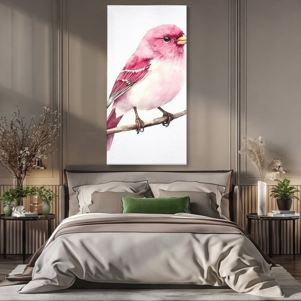 Tablou Canvas Premium, LuxCanva® M1479, Zborul Sperantei, Pasare, Roz, Delicat, Pastelat, Gingasie, Primavara, Dormitor, Birou, Living, Camera Copil
