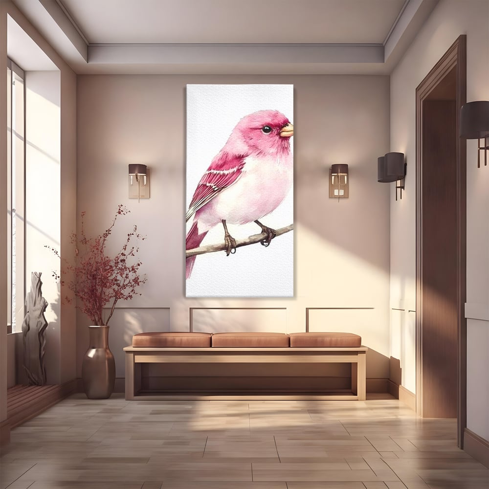 Tablou Canvas Premium, LuxCanva® M1479, Zborul Sperantei, Pasare, Roz, Delicat, Pastelat, Gingasie, Primavara, Dormitor, Birou, Living, Camera Copil