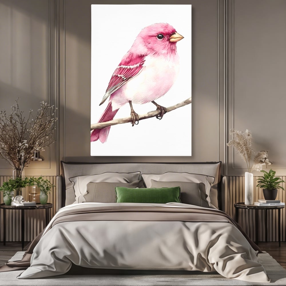 Tablou Canvas Premium, LuxCanva® M1479, Zborul Sperantei, Pasare, Roz, Delicat, Pastelat, Gingasie, Primavara, Dormitor, Birou, Living, Camera Copil