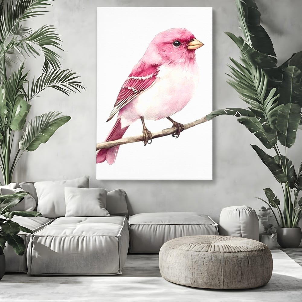 Tablou Canvas Premium, LuxCanva® M1479, Zborul Sperantei, Pasare, Roz, Delicat, Pastelat, Gingasie, Primavara, Dormitor, Birou, Living, Camera Copil