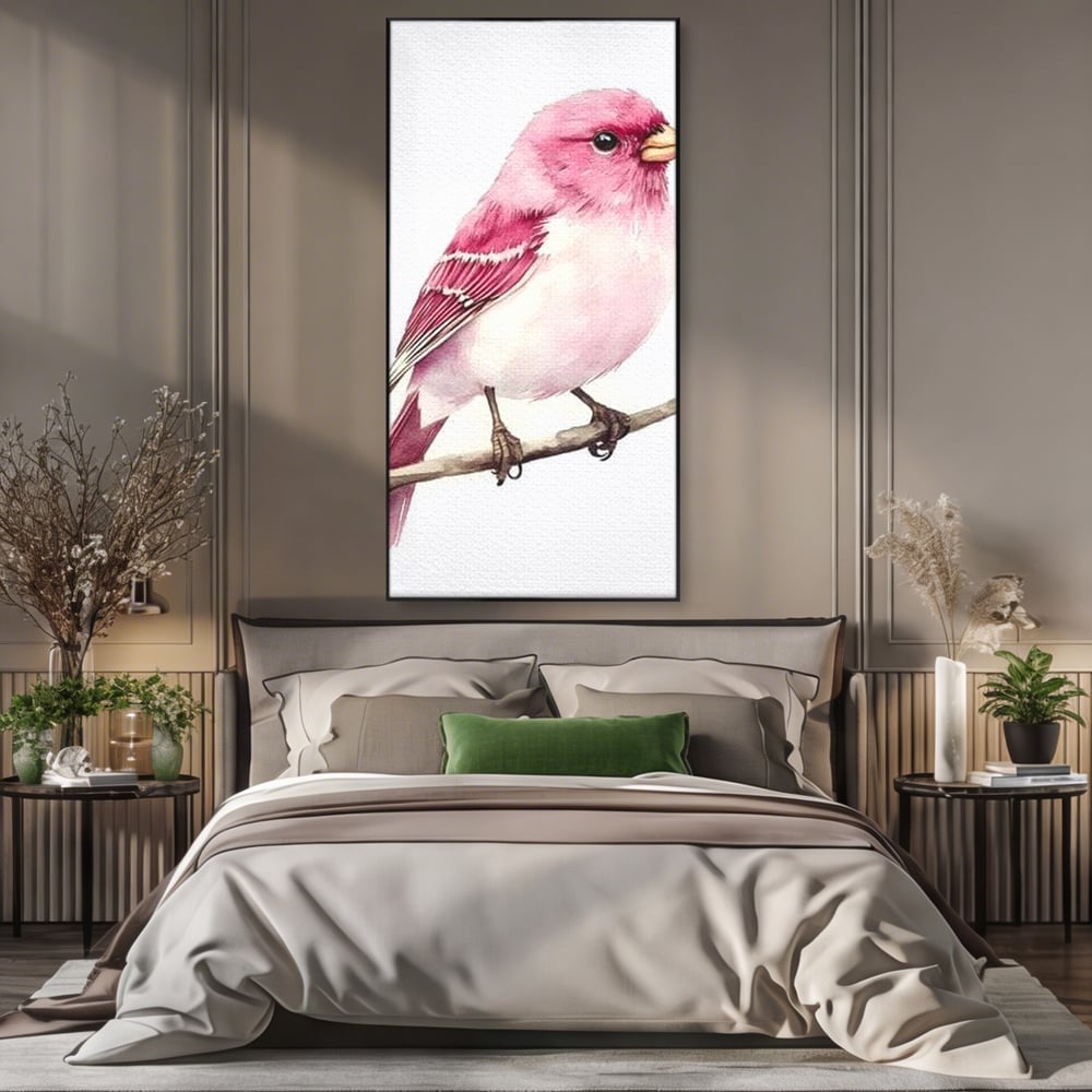 Tablou Canvas Premium, LuxCanva® M1479, Zborul Sperantei, Pasare, Roz, Delicat, Pastelat, Gingasie, Primavara, Dormitor, Birou, Living, Camera Copil