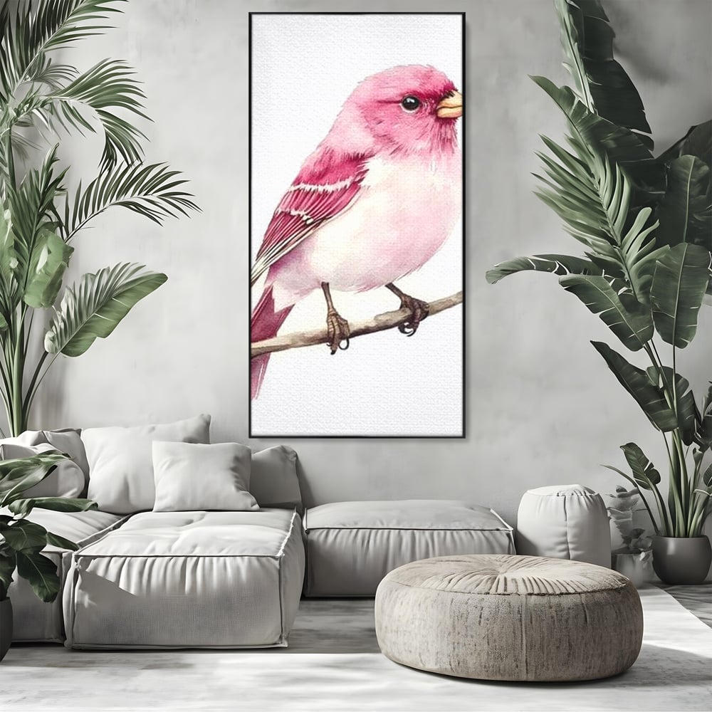 Tablou Canvas Premium, LuxCanva® M1479, Zborul Sperantei, Pasare, Roz, Delicat, Pastelat, Gingasie, Primavara, Dormitor, Birou, Living, Camera Copil