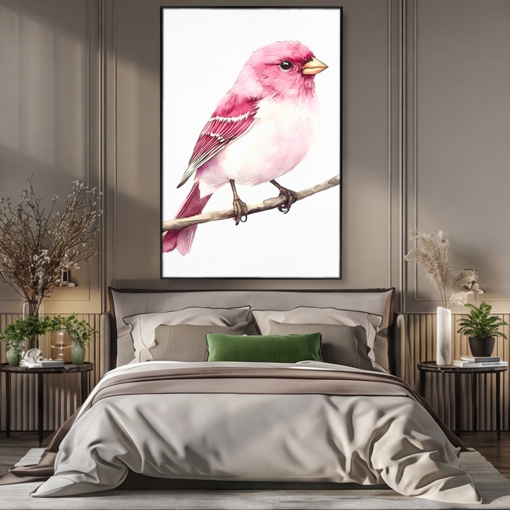 Tablou Canvas Premium, LuxCanva® M1479, Zborul Sperantei, Pasare, Roz, Delicat, Pastelat, Gingasie, Primavara, Dormitor, Birou, Living, Camera Copil