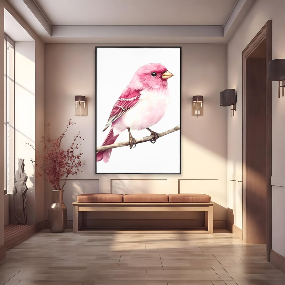 Tablou Canvas Premium, LuxCanva® M1479, Zborul Sperantei, Pasare, Roz, Delicat, Pastelat, Gingasie, Primavara, Dormitor, Birou, Living, Camera Copil