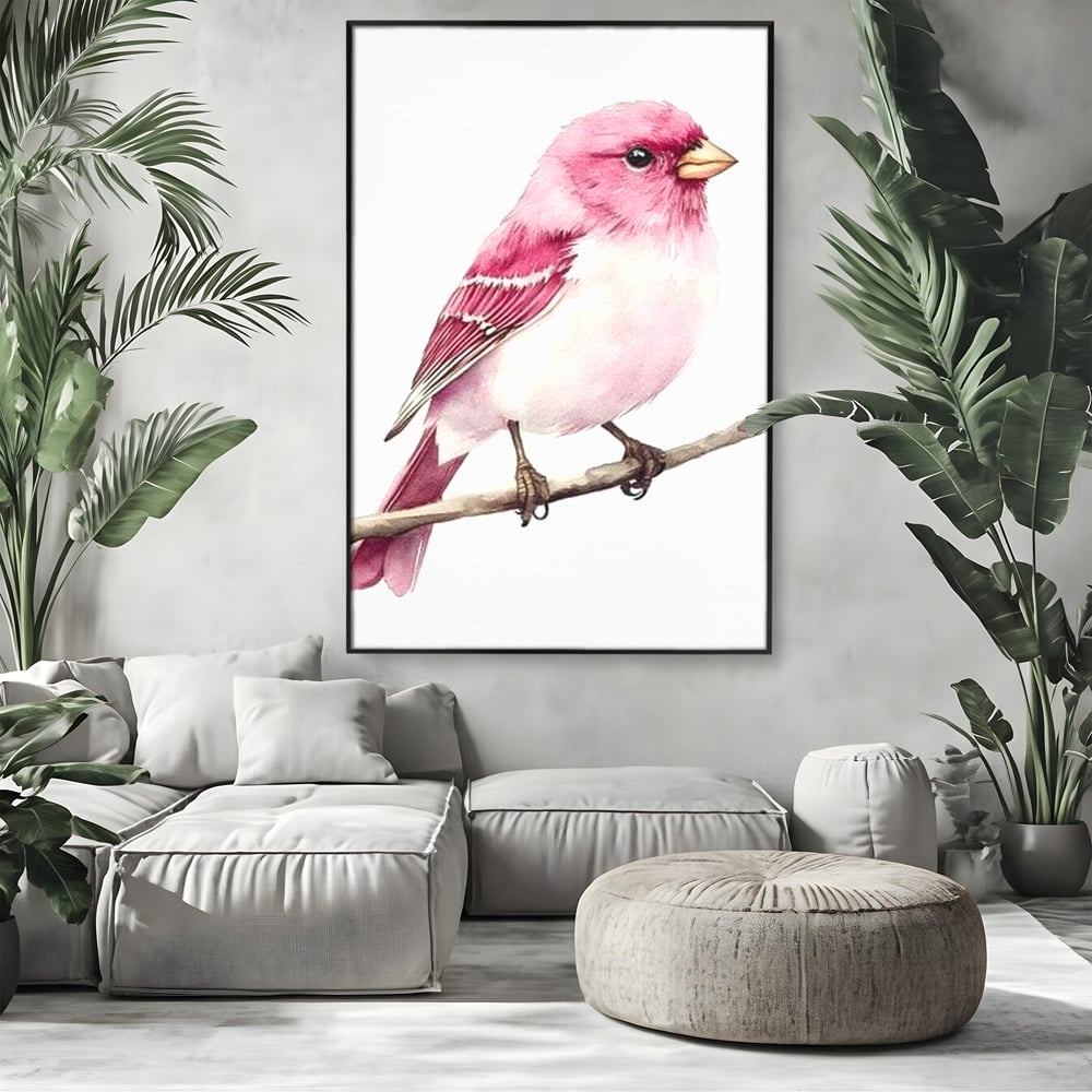 Tablou Canvas Premium, LuxCanva® M1479, Zborul Sperantei, Pasare, Roz, Delicat, Pastelat, Gingasie, Primavara, Dormitor, Birou, Living, Camera Copil