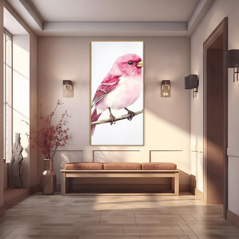 Tablou Canvas Premium, LuxCanva® M1479, Zborul Sperantei, Pasare, Roz, Delicat, Pastelat, Gingasie, Primavara, Dormitor, Birou, Living, Camera Copil
