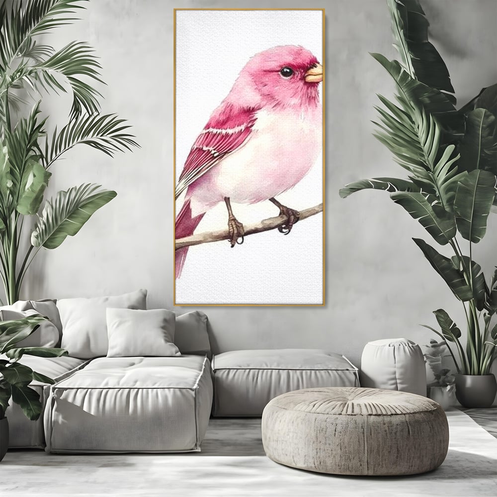 Tablou Canvas Premium, LuxCanva® M1479, Zborul Sperantei, Pasare, Roz, Delicat, Pastelat, Gingasie, Primavara, Dormitor, Birou, Living, Camera Copil