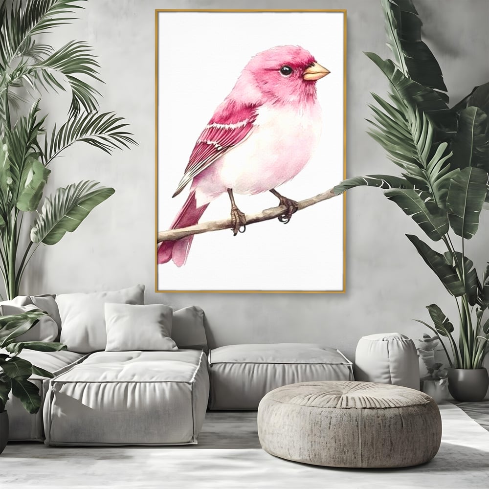 Tablou Canvas Premium, LuxCanva® M1479, Zborul Sperantei, Pasare, Roz, Delicat, Pastelat, Gingasie, Primavara, Dormitor, Birou, Living, Camera Copil