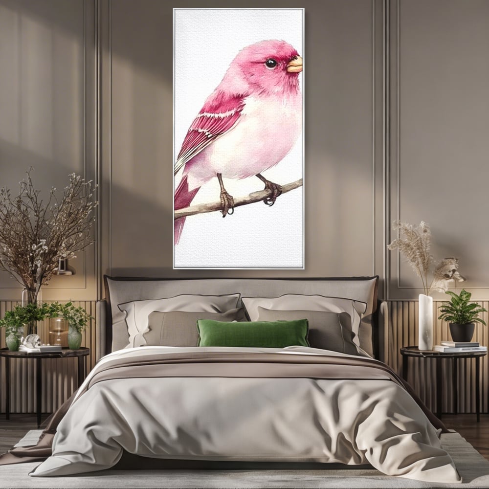 Tablou Canvas Premium, LuxCanva® M1479, Zborul Sperantei, Pasare, Roz, Delicat, Pastelat, Gingasie, Primavara, Dormitor, Birou, Living, Camera Copil