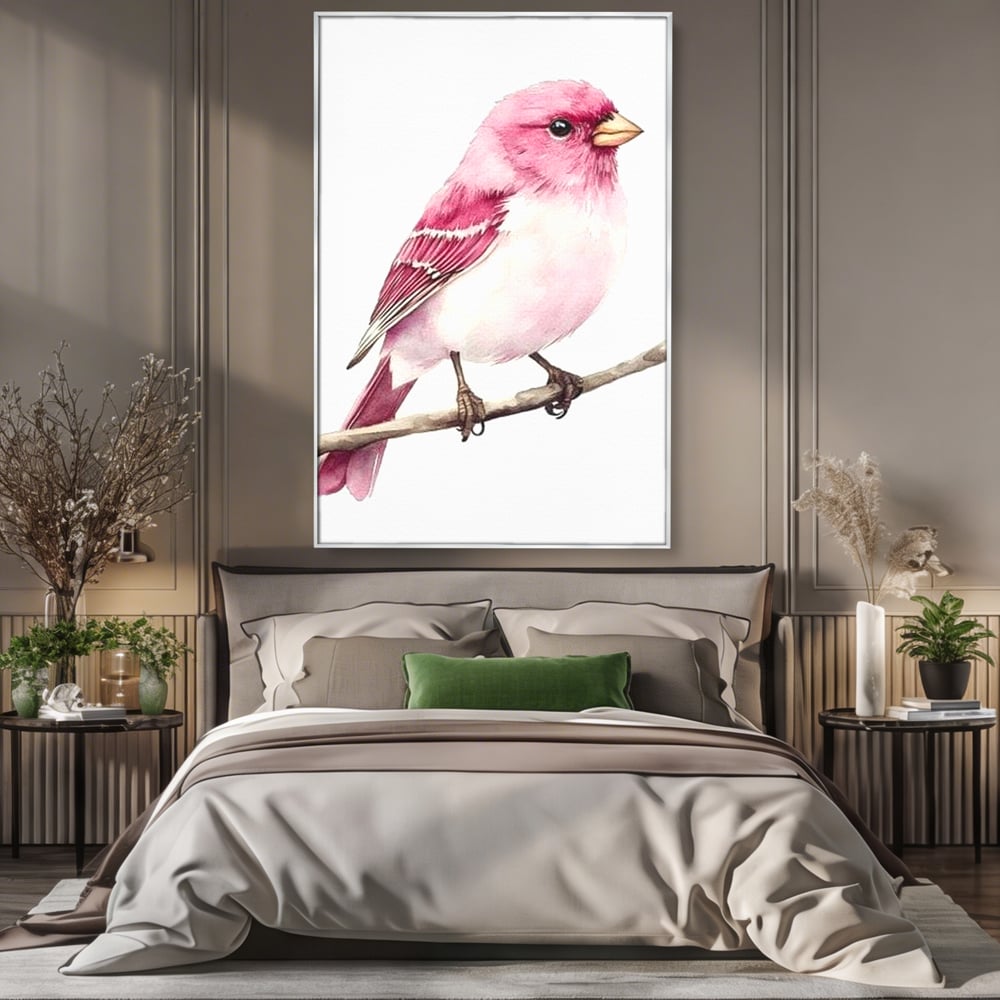 Tablou Canvas Premium, LuxCanva® M1479, Zborul Sperantei, Pasare, Roz, Delicat, Pastelat, Gingasie, Primavara, Dormitor, Birou, Living, Camera Copil