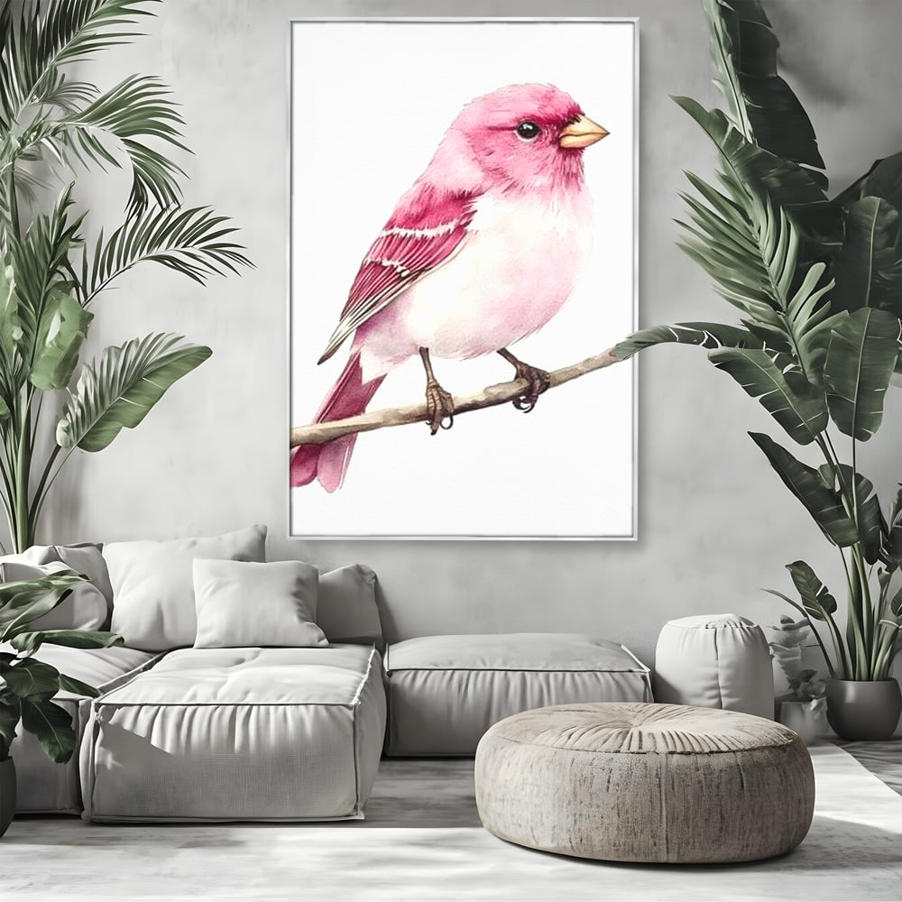 Tablou Canvas Premium, LuxCanva® M1479, Zborul Sperantei, Pasare, Roz, Delicat, Pastelat, Gingasie, Primavara, Dormitor, Birou, Living, Camera Copil