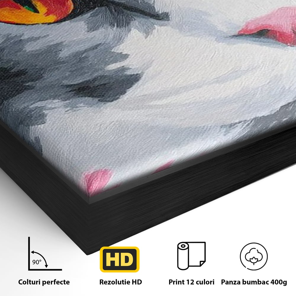 Tablou Canvas Premium, LuxCanva® M1480, Mister printre Nuante, Pisica, Felina, Animal, Culori Vibrante, Pictura, Arta Moderna, Dormitor, Birou, Living, Camera Copil