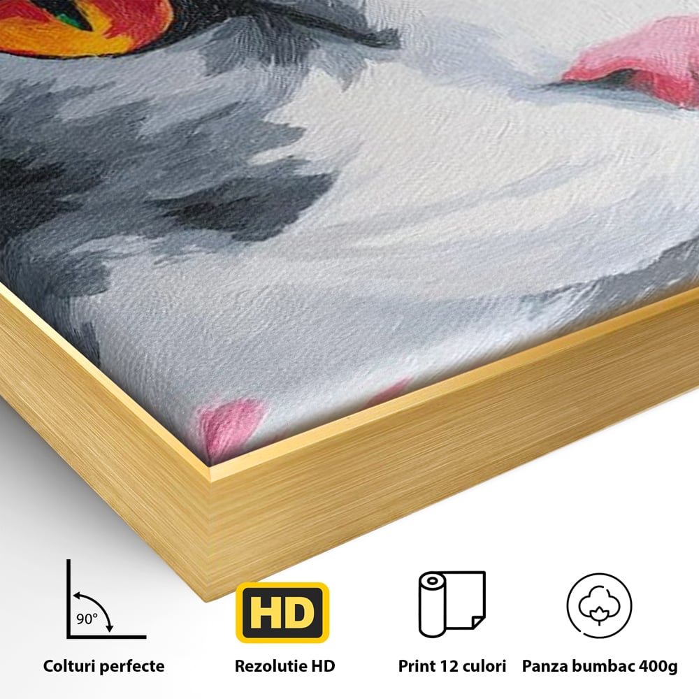 Tablou Canvas Premium, LuxCanva® M1480, Mister printre Nuante, Pisica, Felina, Animal, Culori Vibrante, Pictura, Arta Moderna, Dormitor, Birou, Living, Camera Copil