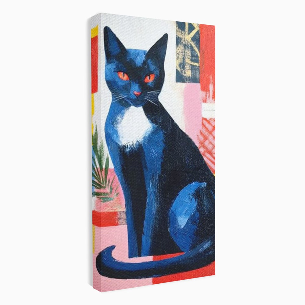 Leinwand Wandkunst Canvas Premium, LuxCanva® M1481, Königin der Nacht, Abstrakte Kunst, Modern, Blick, Geheimnis, Katze, Tier, Feline, Schlafzimmer, Büro, Wohnzimmer, Kinderzimmer