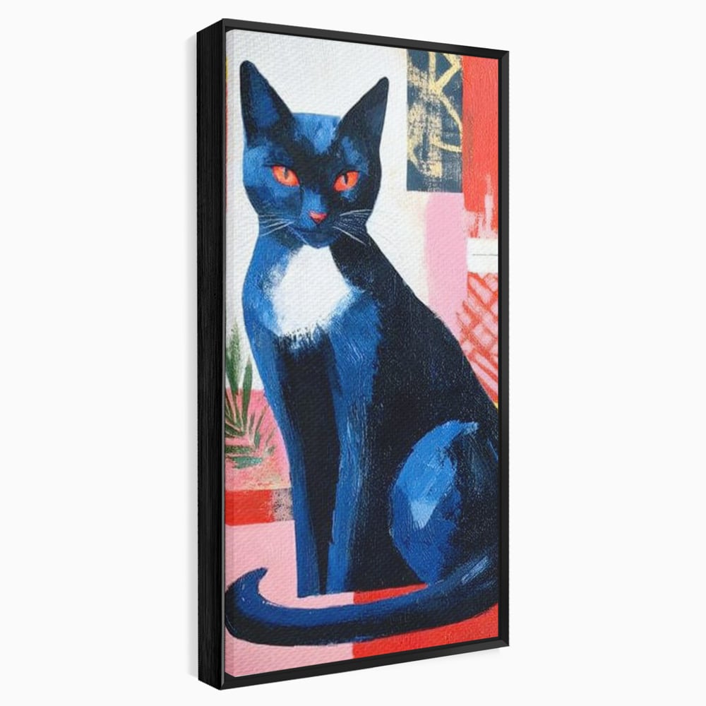 Leinwand Wandkunst Canvas Premium, LuxCanva® M1481, Königin der Nacht, Abstrakte Kunst, Modern, Blick, Geheimnis, Katze, Tier, Feline, Schlafzimmer, Büro, Wohnzimmer, Kinderzimmer
