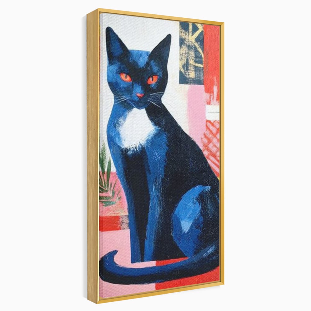 Leinwand Wandkunst Canvas Premium, LuxCanva® M1481, Königin der Nacht, Abstrakte Kunst, Modern, Blick, Geheimnis, Katze, Tier, Feline, Schlafzimmer, Büro, Wohnzimmer, Kinderzimmer