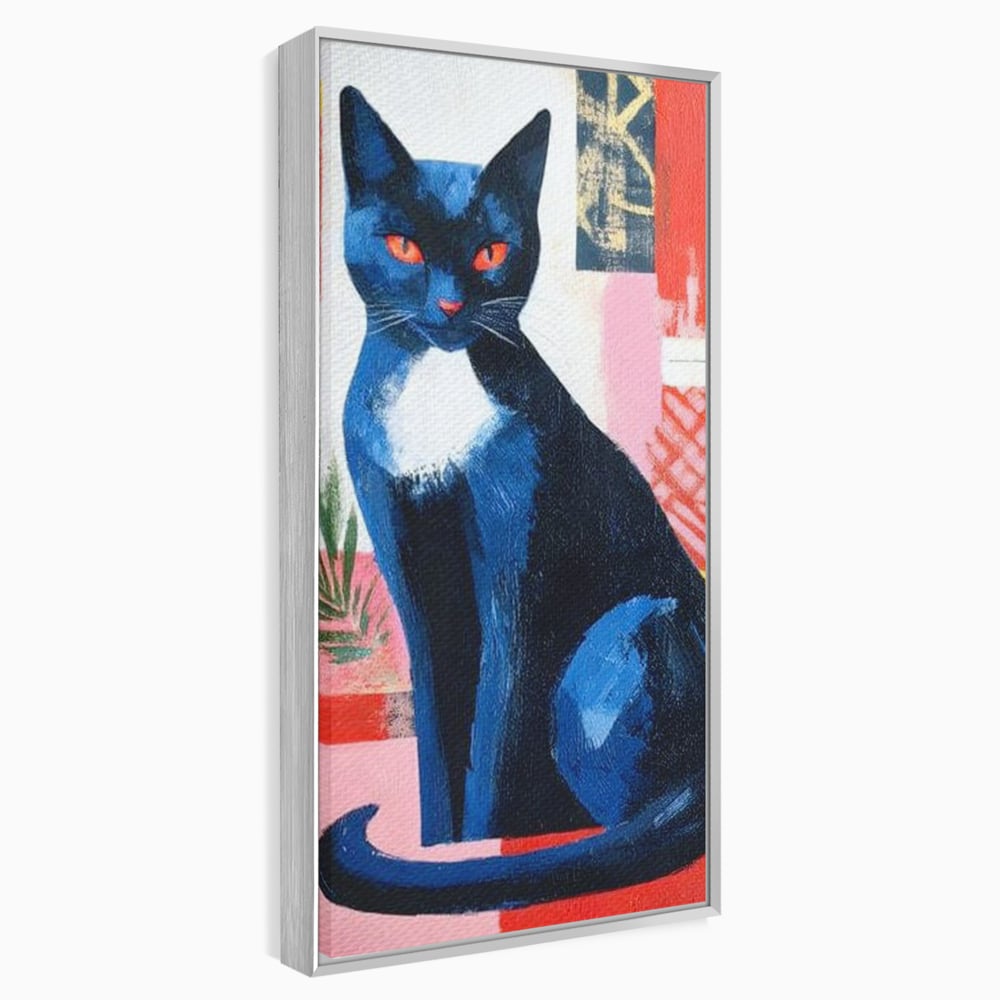 Leinwand Wandkunst Canvas Premium, LuxCanva® M1481, Königin der Nacht, Abstrakte Kunst, Modern, Blick, Geheimnis, Katze, Tier, Feline, Schlafzimmer, Büro, Wohnzimmer, Kinderzimmer