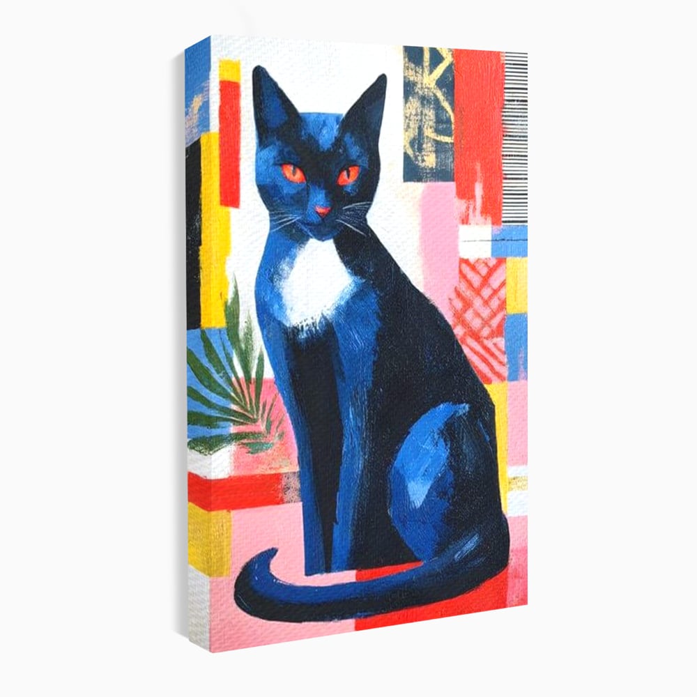Leinwand Wandkunst Canvas Premium, LuxCanva® M1481, Königin der Nacht, Abstrakte Kunst, Modern, Blick, Geheimnis, Katze, Tier, Feline, Schlafzimmer, Büro, Wohnzimmer, Kinderzimmer