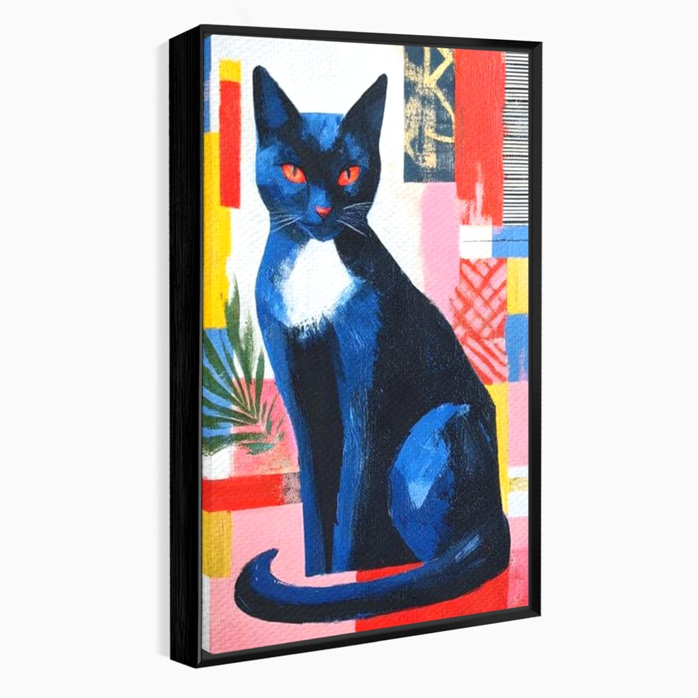 Leinwand Wandkunst Canvas Premium, LuxCanva® M1481, Königin der Nacht, Abstrakte Kunst, Modern, Blick, Geheimnis, Katze, Tier, Feline, Schlafzimmer, Büro, Wohnzimmer, Kinderzimmer