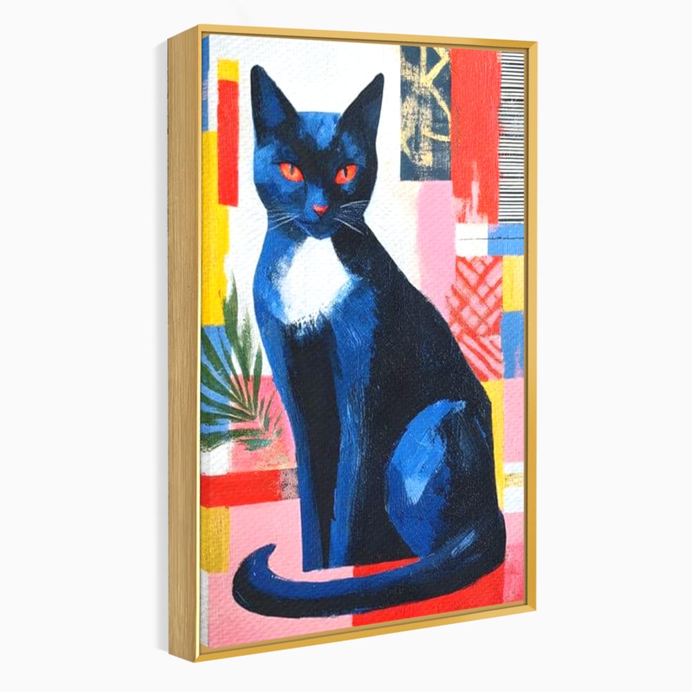 Leinwand Wandkunst Canvas Premium, LuxCanva® M1481, Königin der Nacht, Abstrakte Kunst, Modern, Blick, Geheimnis, Katze, Tier, Feline, Schlafzimmer, Büro, Wohnzimmer, Kinderzimmer