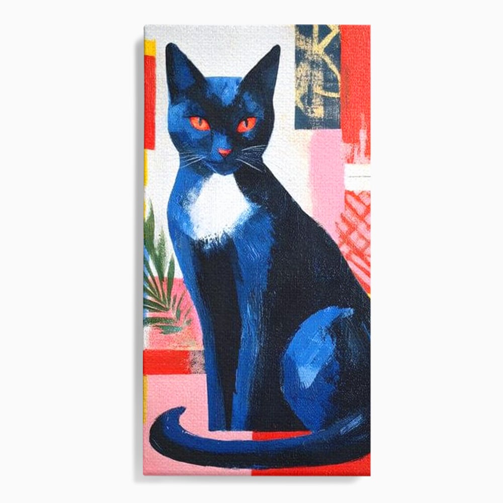 Leinwand Wandkunst Canvas Premium, LuxCanva® M1481, Königin der Nacht, Abstrakte Kunst, Modern, Blick, Geheimnis, Katze, Tier, Feline, Schlafzimmer, Büro, Wohnzimmer, Kinderzimmer