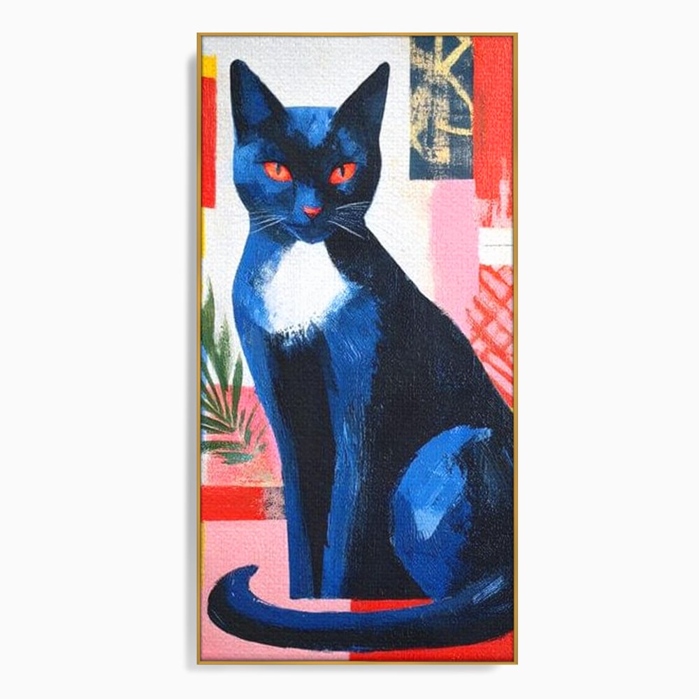 Leinwand Wandkunst Canvas Premium, LuxCanva® M1481, Königin der Nacht, Abstrakte Kunst, Modern, Blick, Geheimnis, Katze, Tier, Feline, Schlafzimmer, Büro, Wohnzimmer, Kinderzimmer