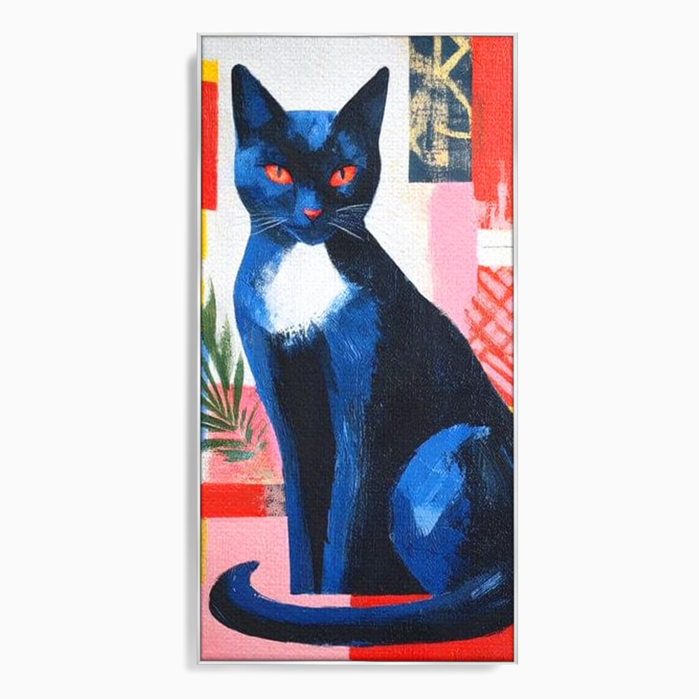 Leinwand Wandkunst Canvas Premium, LuxCanva® M1481, Königin der Nacht, Abstrakte Kunst, Modern, Blick, Geheimnis, Katze, Tier, Feline, Schlafzimmer, Büro, Wohnzimmer, Kinderzimmer
