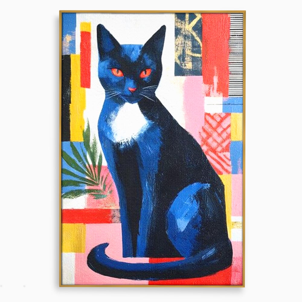 Leinwand Wandkunst Canvas Premium, LuxCanva® M1481, Königin der Nacht, Abstrakte Kunst, Modern, Blick, Geheimnis, Katze, Tier, Feline, Schlafzimmer, Büro, Wohnzimmer, Kinderzimmer