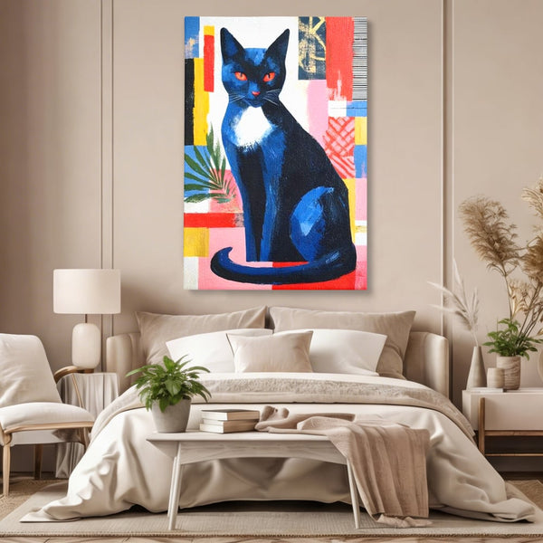 Leinwand Wandkunst Canvas Premium, LuxCanva® M1481, Königin der Nacht, Abstrakte Kunst, Modern, Blick, Geheimnis, Katze, Tier, Feline, Schlafzimmer, Büro, Wohnzimmer, Kinderzimmer